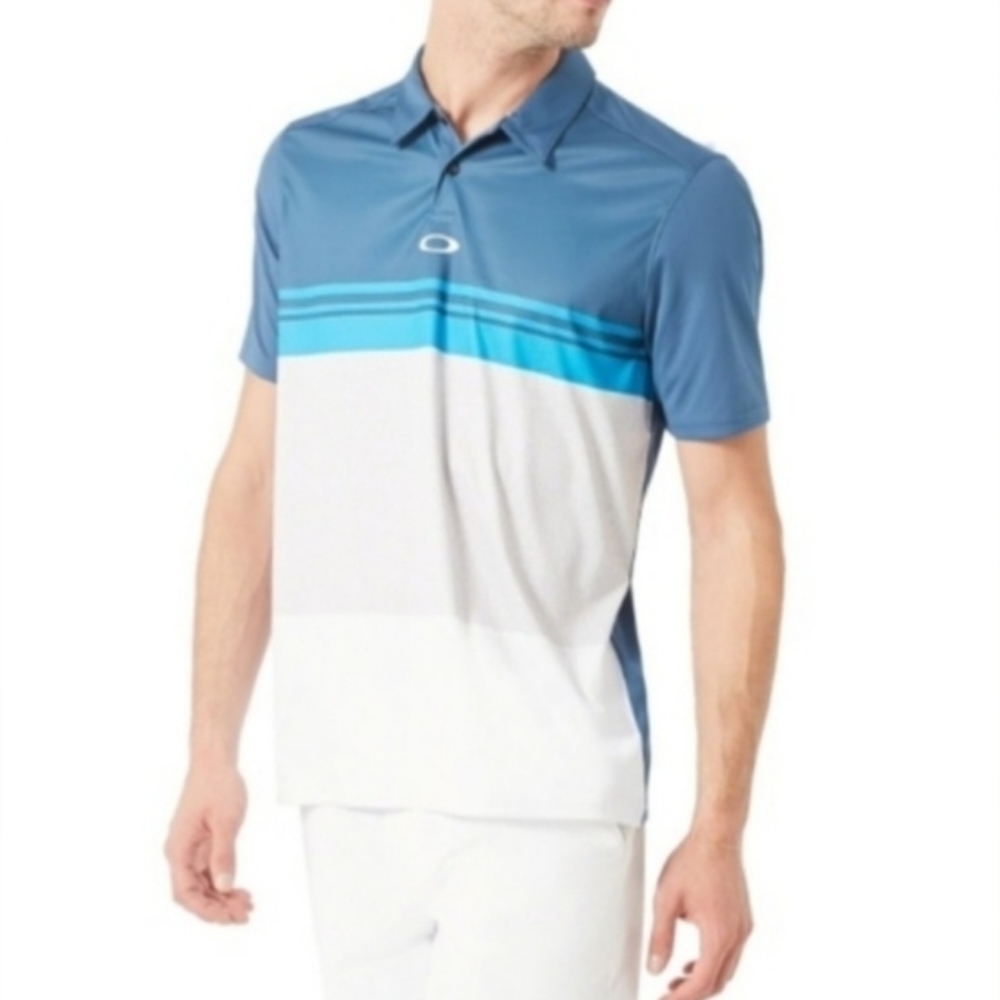 Oakley Golf Polo Shirt Mens Small Blue Gray Athletic Performance